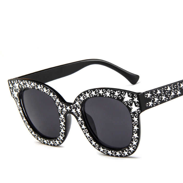 Women Cat Eye Sunglasses Star Embellished Resin Lens UV400