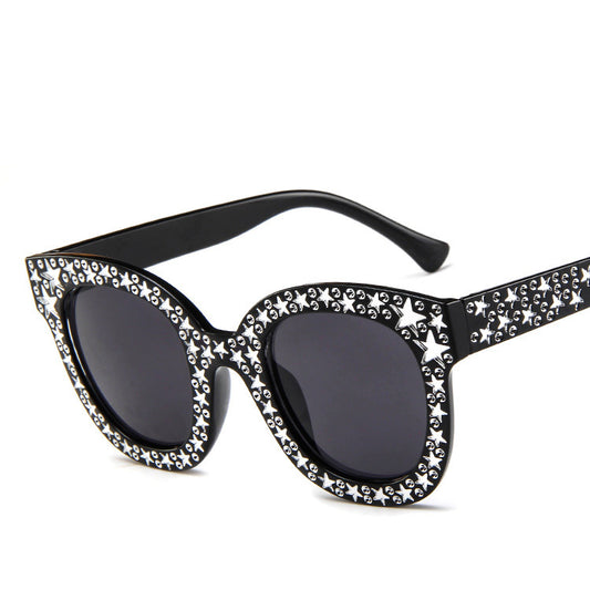 Women Cat Eye Sunglasses Star Embellished Resin Lens UV400