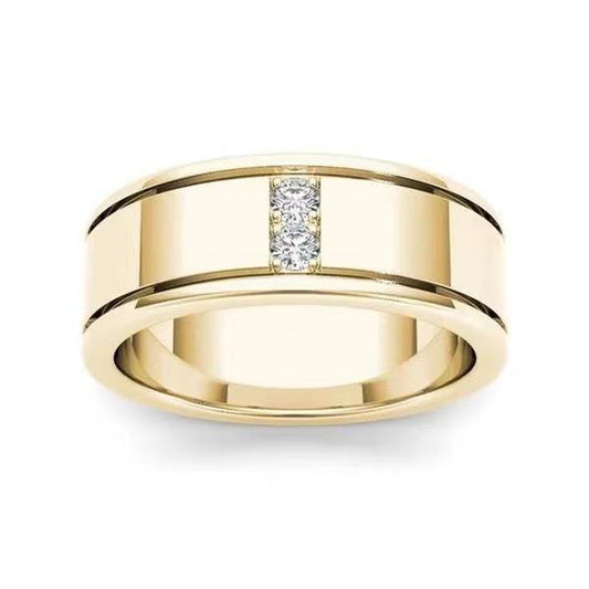 Gold Plated Ring With Simulated Diamond Geometric Alloy