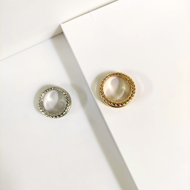 Double Layer Twist Ring Zinc Alloy Geometric Jewelry For Women European American Style Trendy Accessory Elegant Minimal