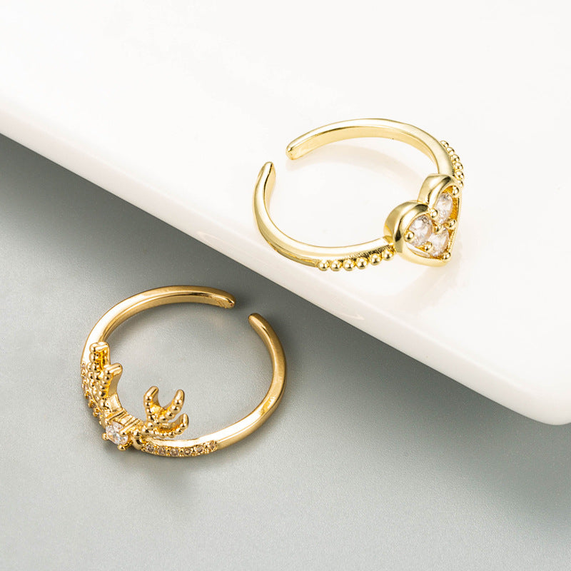 Gold Plated Copper Ring Elk Love Christmas Jewelry Fashion