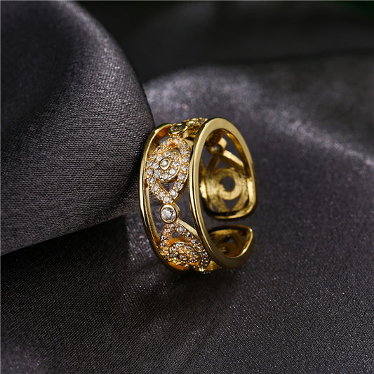 Copper Ring With Geometric Cutout Design Adjustable Opening For Women Jewelry Gift Idea Great Everyday Use Now