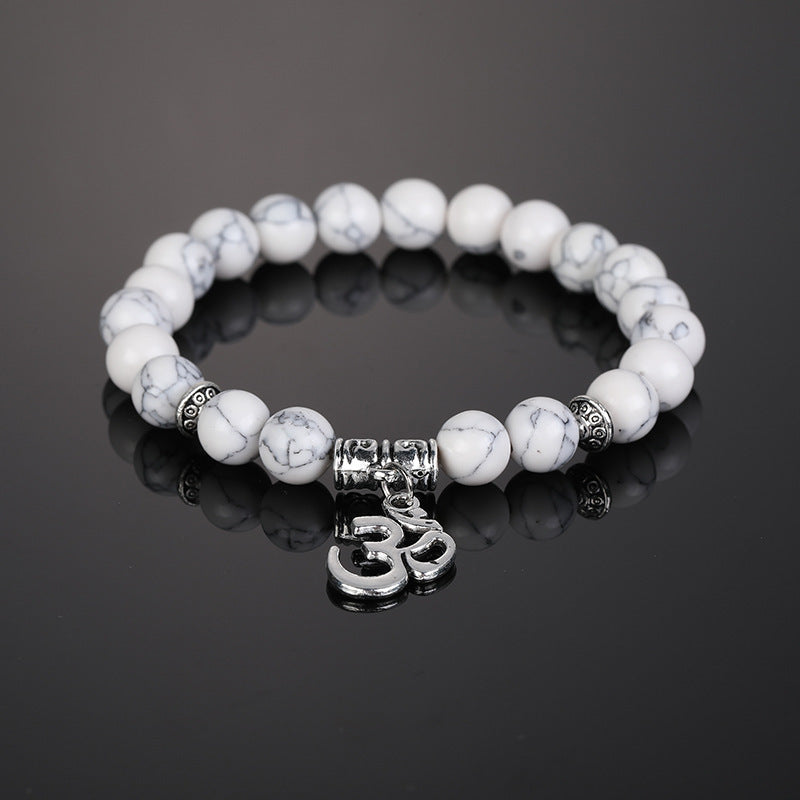 Men Bracelet Volcanic Stone White Turquoise Beads With Alloy Accent Fashion Accessory Casual Everyday Style For Men