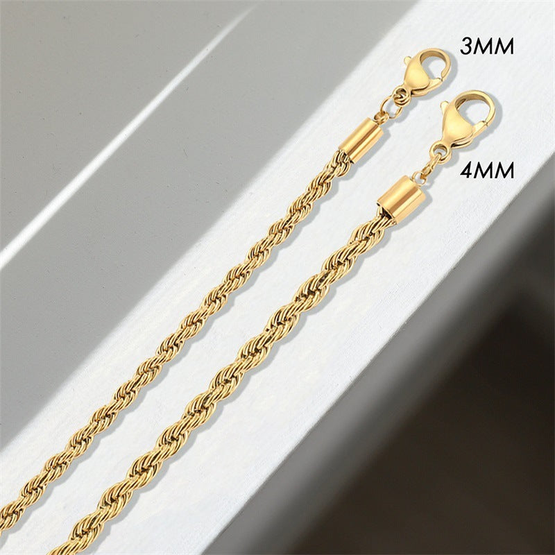 Gold Plated Stainless Steel Twist Chain Bracelet Geometric Design Fashion Jewelry Gift Chain Link Bracelet For Women
