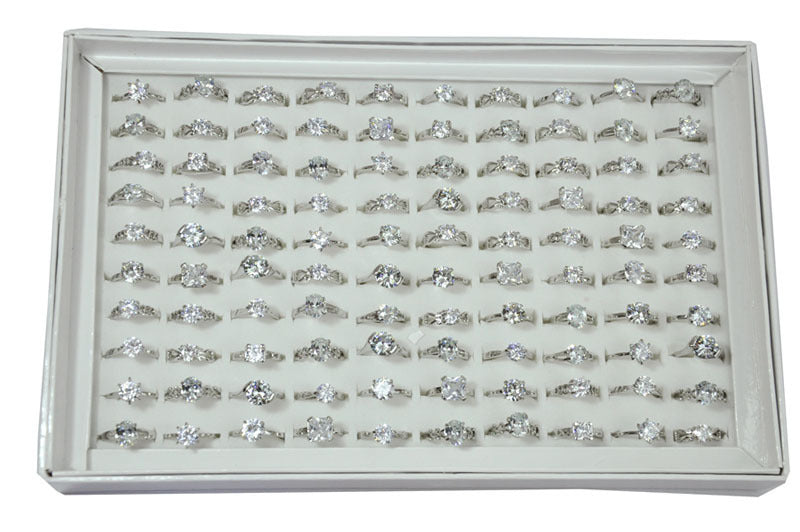 Geometric Ring With Rhinestones Silver Plated Alloy Ring Trendy Pattern Statement Ring Gift For Her Alloy Ring