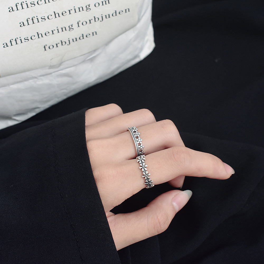 Sterling Silver Daisy Flower Ring Retro Design For Women 925 Jewelry Cute Flower Ring For Women And Girls Look