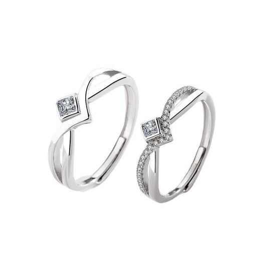 Adjustable Crown Design Couple Rings Sterling Silver Matching Promise Rings For Him And Her 925 Silver Electroplated
