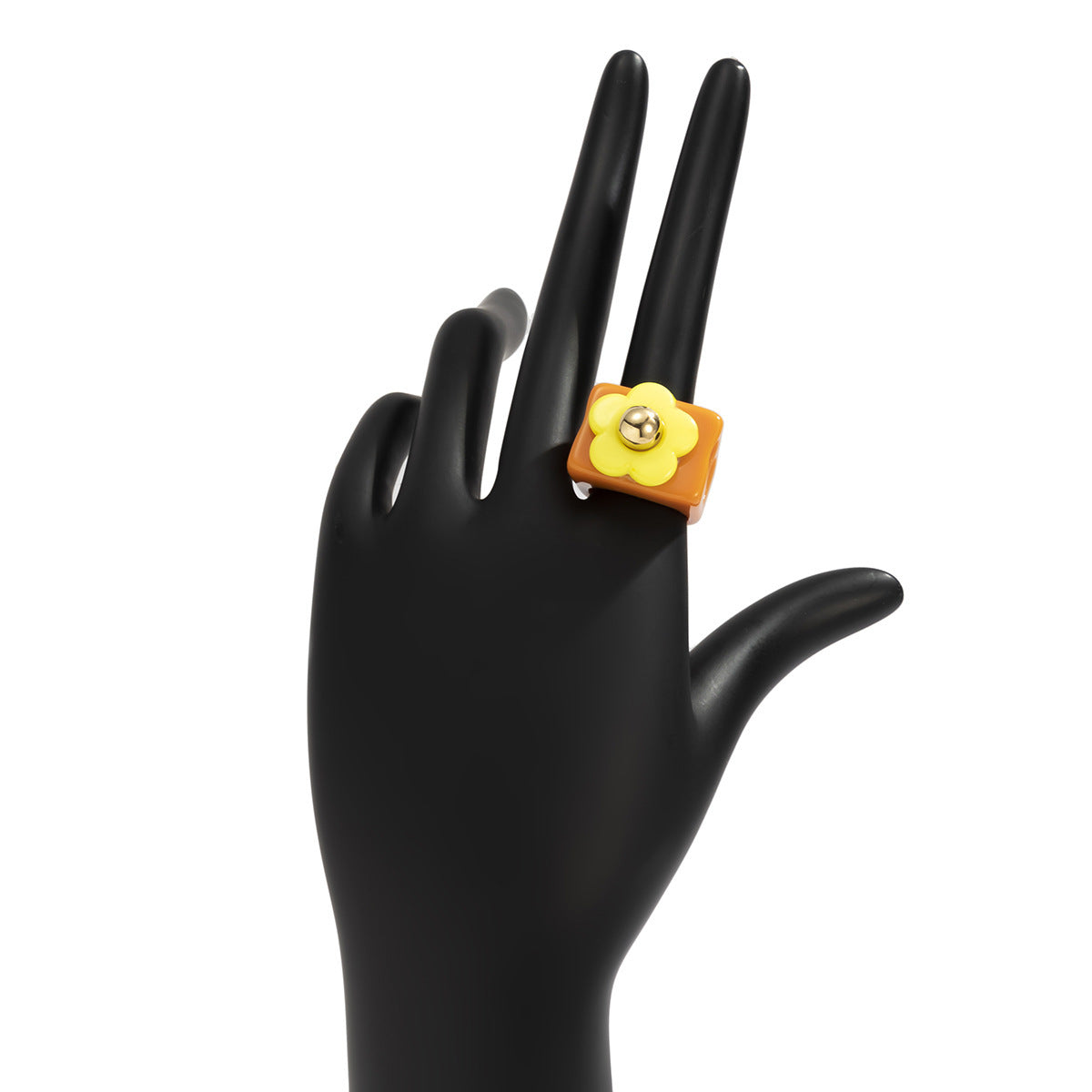 Womens Flower Resin Ring Wide Floral Statement Fashion Ring