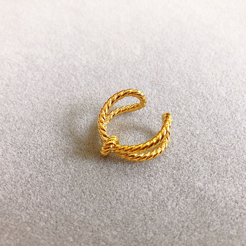 Knot Ring Adjustable Opening Gold Plated Copper Ring For Women Girls Ladies Fashion Jewelry Statement Piece Style