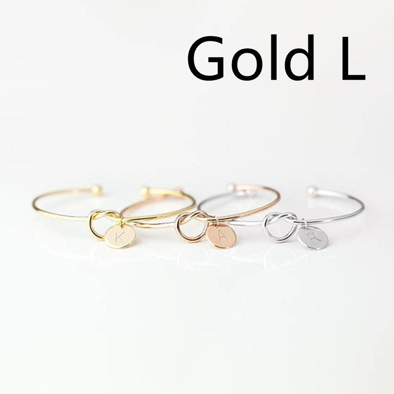 Womens Alloy Letter Bracelet Dead Knot Bangle Jewelry Gold