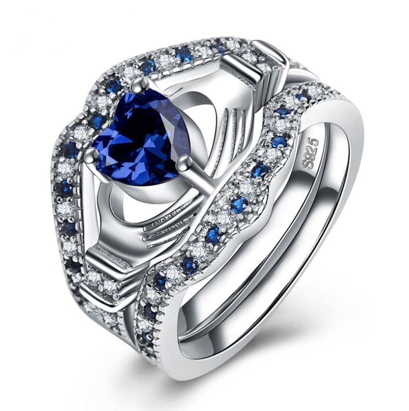 Love Heart Zircon Ring For Women Exaggerated Dazzling Brass Plated Jewelry Engagement Wedding Anniversary Gift