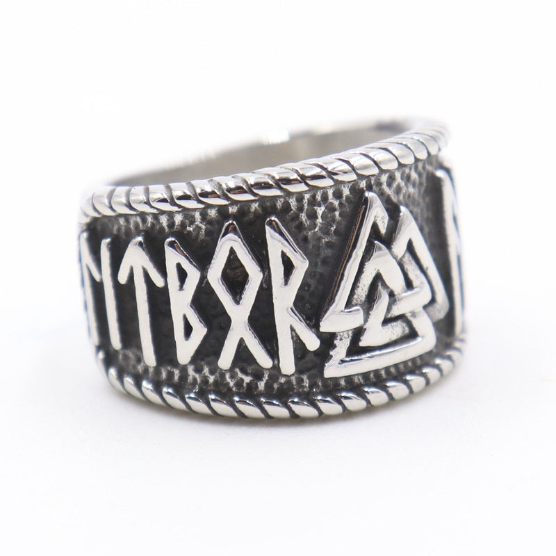 Titanium Steel Vintage Geometric Ring Unisex Size 7 8 9