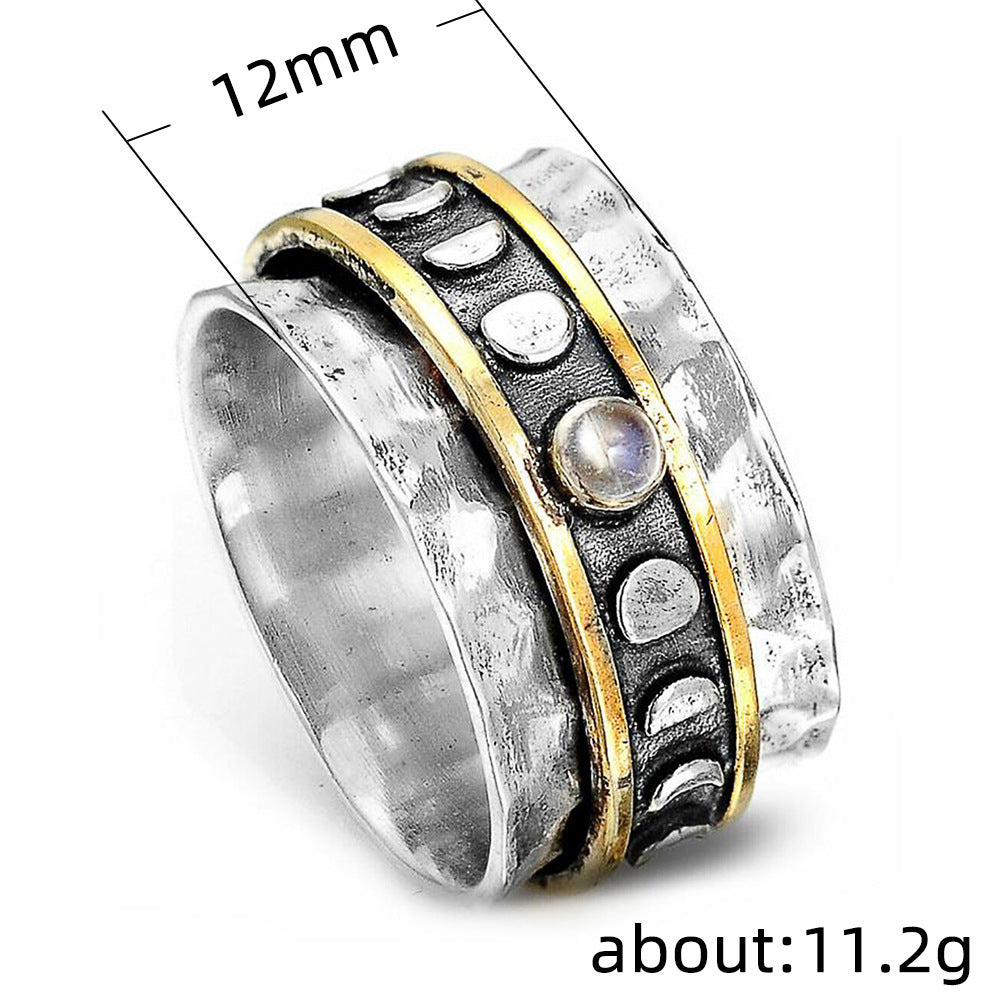 Mens Ring Punk Sun And Moon Alloy Geometric Micro Insert Ring With Gems European American Fashion Jewelry Gift
