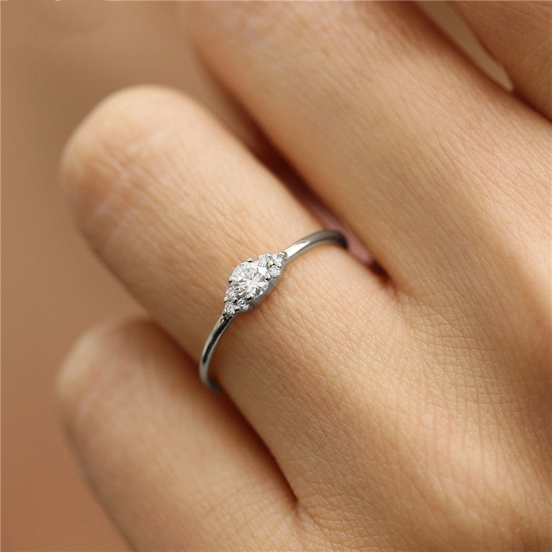 Heart Ring For Women Electroplated Copper With White Gold Gem Accents Elegant Fashion Jewelry Gift Travel Souvenir