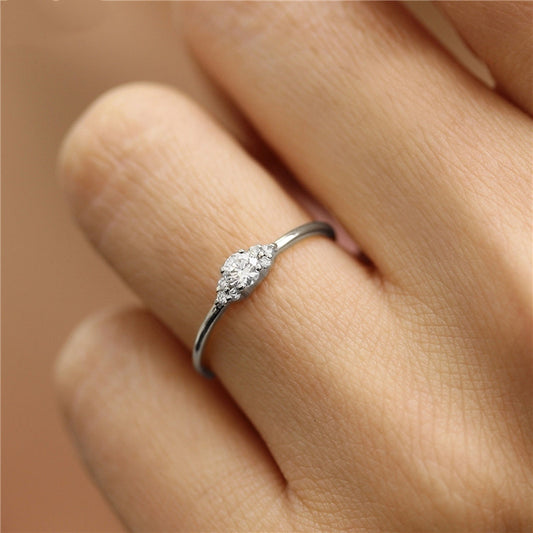Heart Ring For Women Electroplated Copper With White Gold Gem Accents Elegant Fashion Jewelry Gift Travel Souvenir