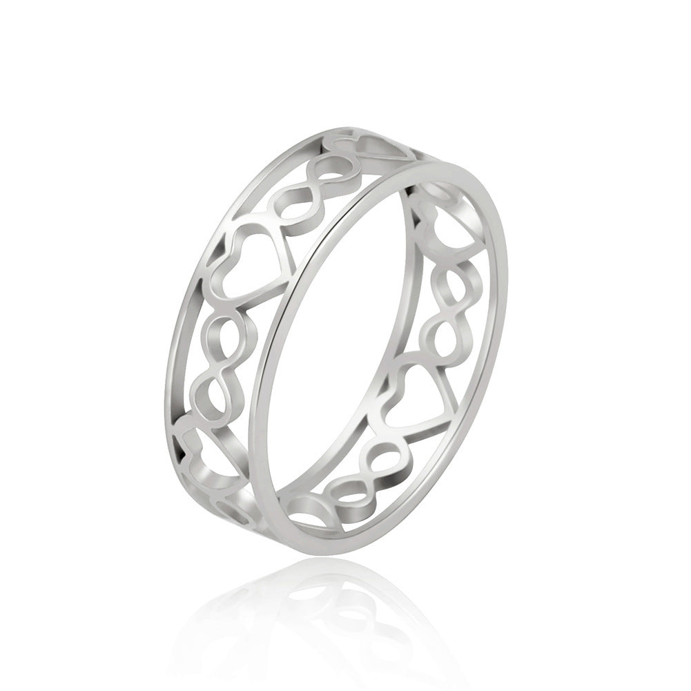 Heart Ring Stainless Steel Electroplated Hollow Band For Women Gift For Her Everyday Fashion Jewelry Chic Glow