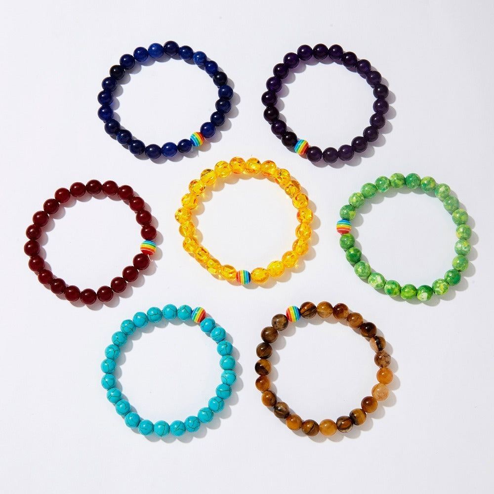 Unisex Frosted White Pine Natural Stone Beaded Bracelet 8mm Beads 19cm Lengthy Fashion Jewelry Gift For Adults