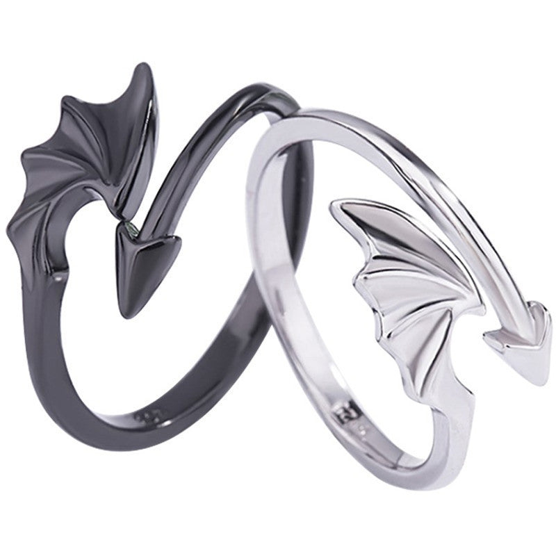 Unisex Angel Wing And Demon Wing Ring Sterling Silver