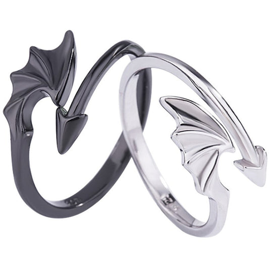 Unisex Angel Wing And Demon Wing Ring Sterling Silver