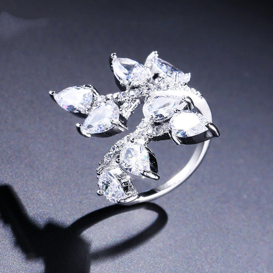 Womens Zircon Ring Gold Plated Geometric Jewelry For Her