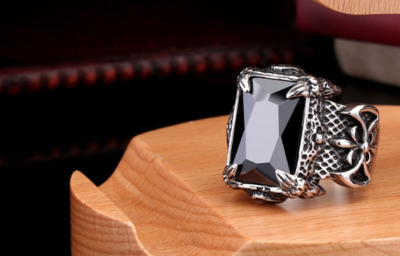 Mens Stainless Steel Crown Ring With Vintage Stone Inlay For Anniversary Gift And Statement Jewelry Wide For Men