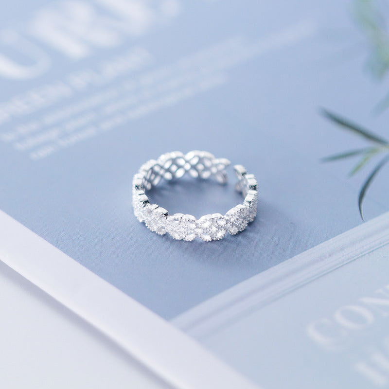 Silver Four Leaf Flower Ring For Index Finger Womens Fashion Jewelry Elegant Floral Design Statement Ring For Occasions