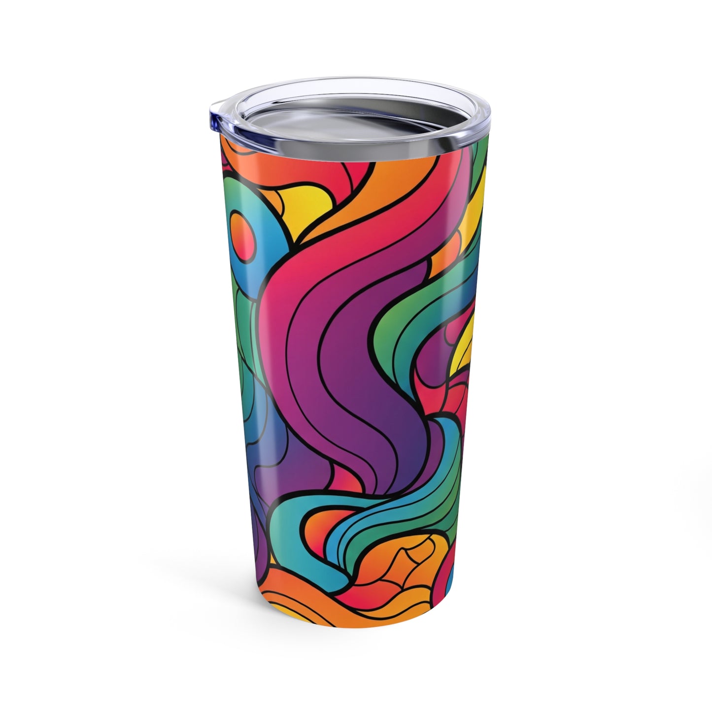 20oz Stainless Steel Tumbler With Double Wall Vacuum Insulation And Printed Design Leak Proof Lid For Hot Or Cold