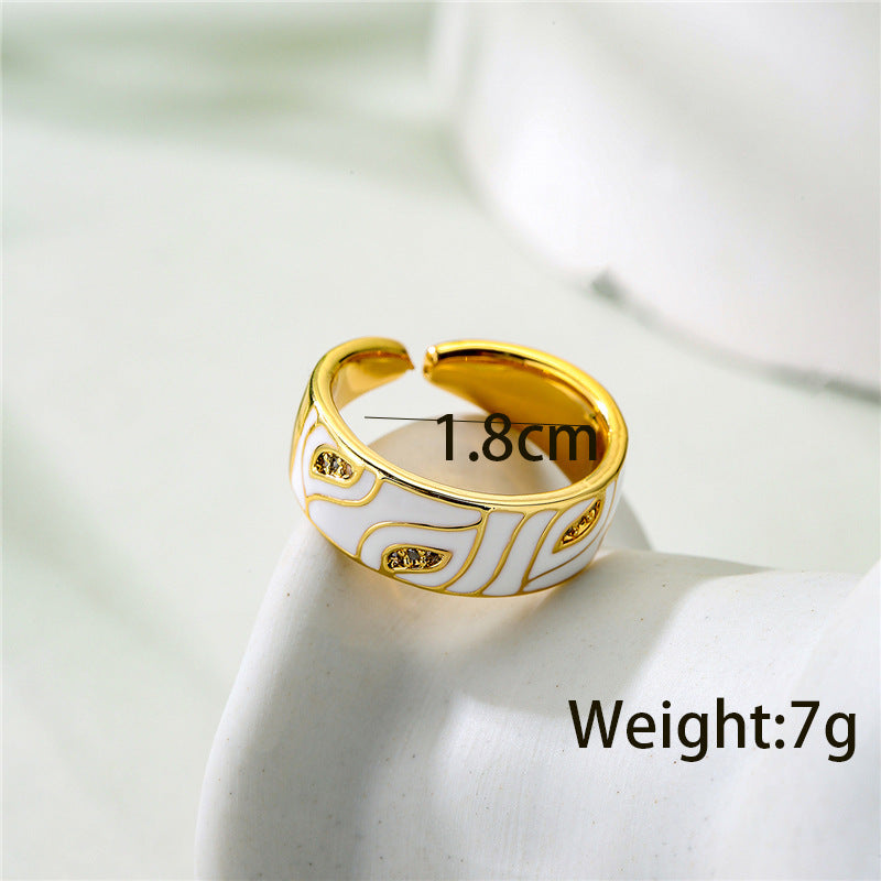 Womens Geometric Dripping Ring Copper Adjustable Zircon Inlay Jewelry Birthday Gift Trendy Elegant Sparkle Now