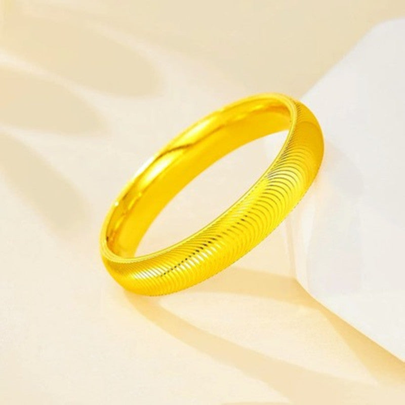 Unisex Cats Eye Ring Alluvial Gold Tone Copper Corrugated Band High Quality Fashion Jewelry Daily Wear Durable