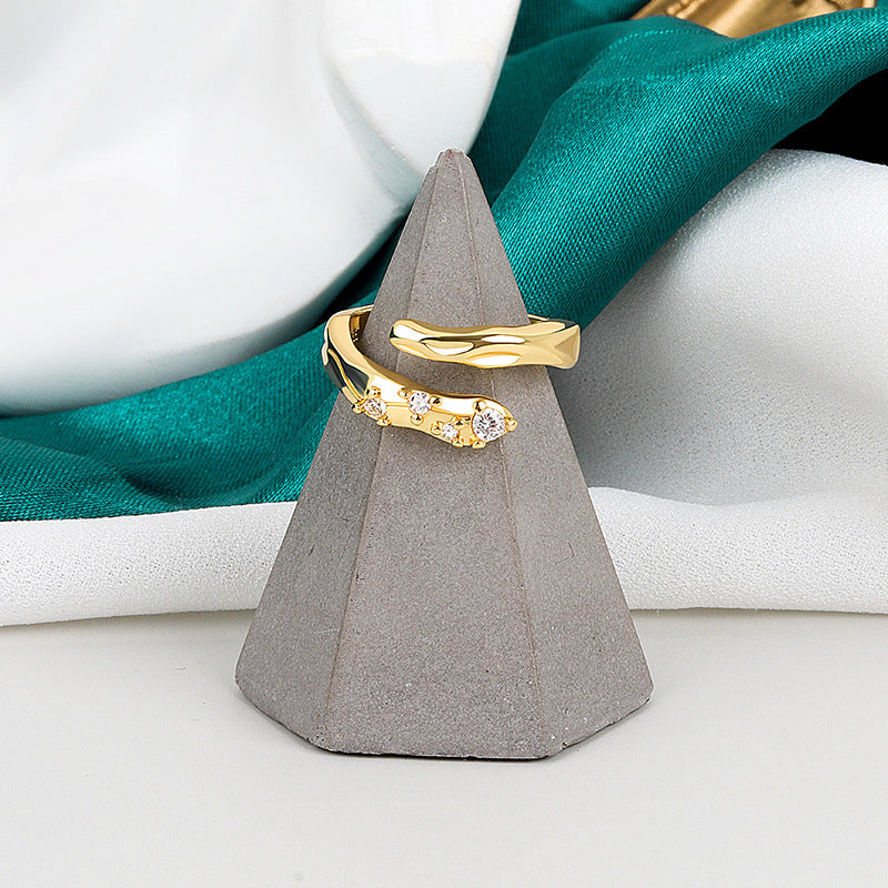 Womens Geometric Snake Ring Adjustable Copper Plated Ring