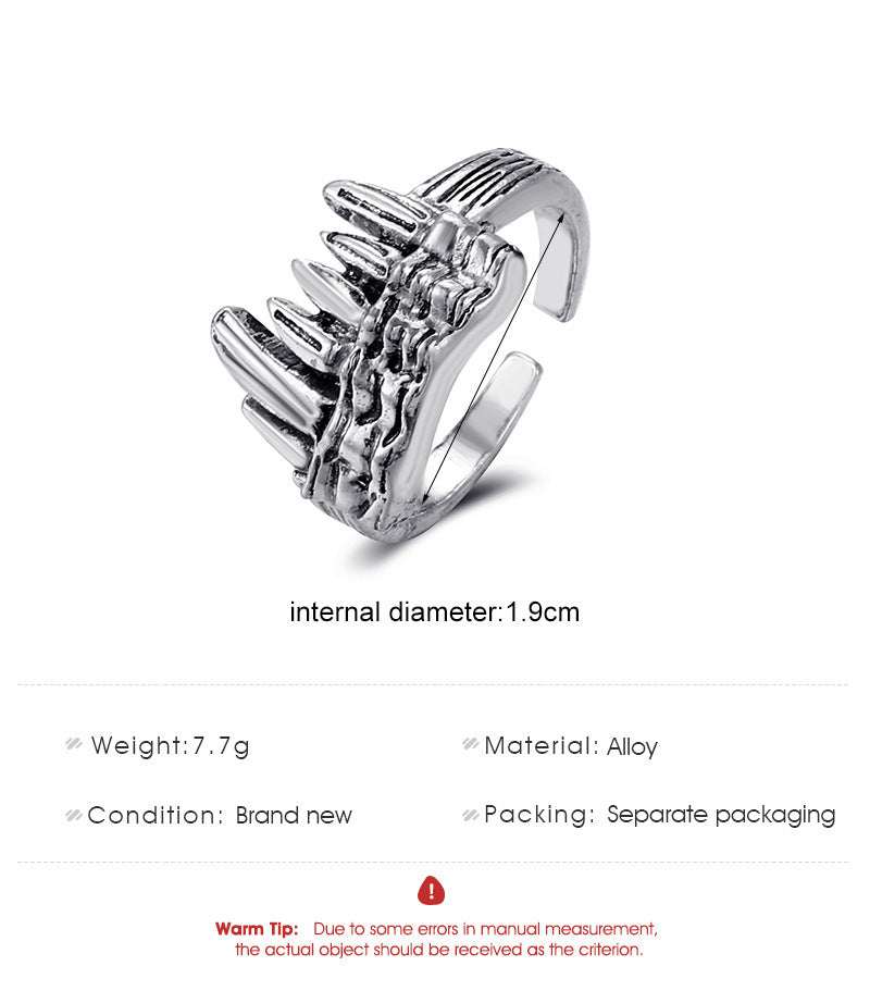Unisex Adjustable Alloy Ring With Sawtooth Design In Electroplated Finish Vintage Style For Men And Women Wear