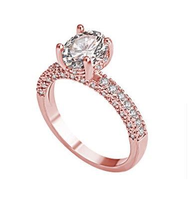 Zircon Diamond Ring Rose Gold Plated Engagement Ring Strip Or Tail Style Copper Sizes 6 7 8 9 10 Timeless Look