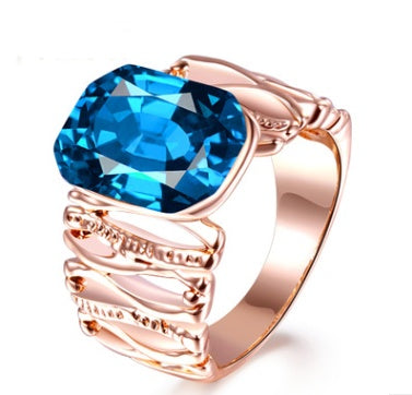 Rose Gold Bamboo Bar Gemstone Ring Classic Jewelry Ring