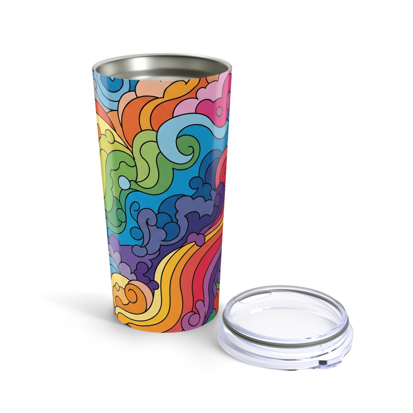 20 Oz Printed Metal Travel Mug Vacuum Insulated Double Wall Spill Resistant Hot Cold Beverage Cup With Lid Durable