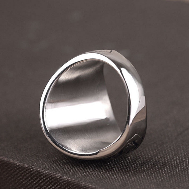 Mens Ring Eagle Inlaid Red Sapphire Alloy Metal Geometric Design Party Jewelry Accessory Unique Fashion Statement