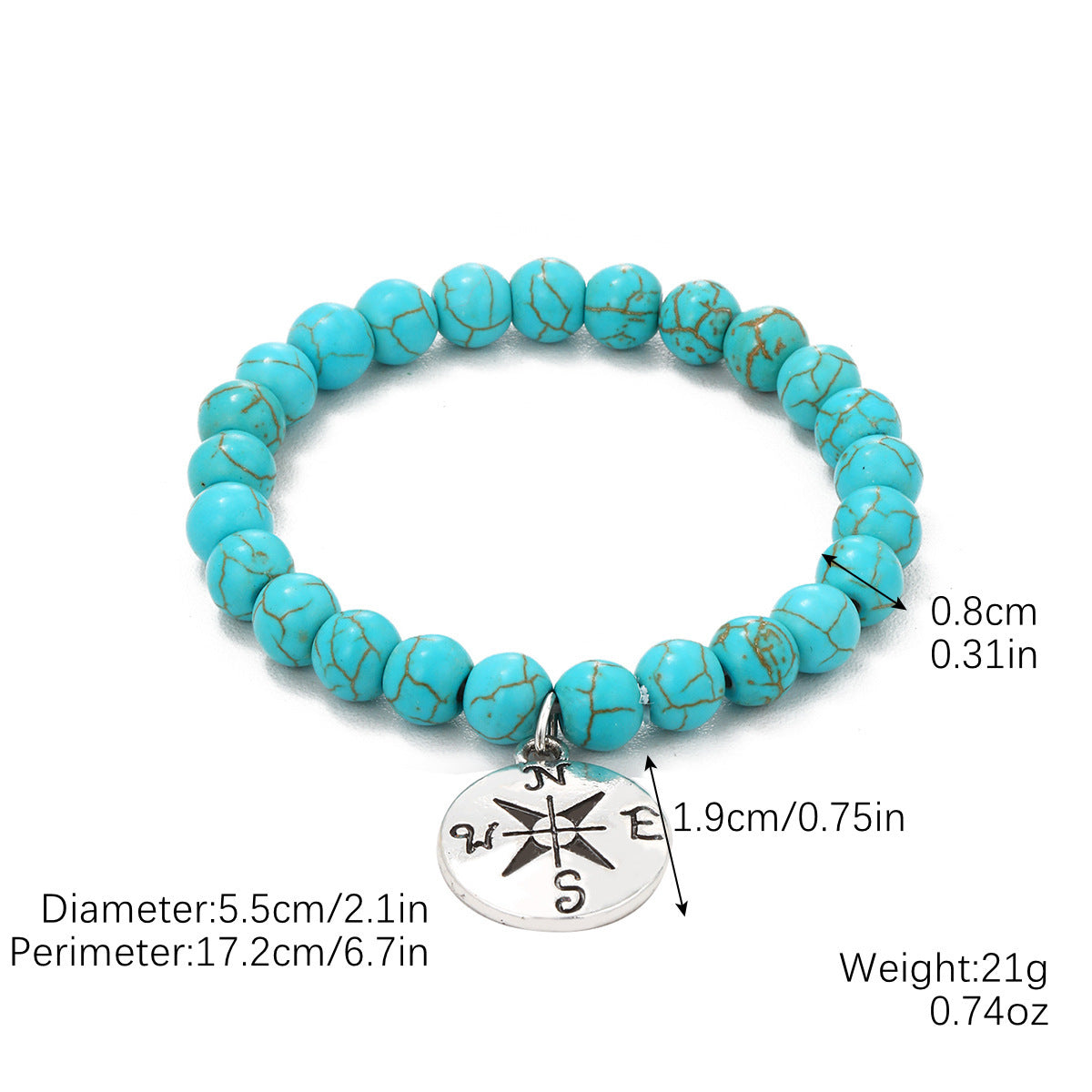 Turquoise Beaded Bracelet Handmade Bohemian Jewelry With Ethnic Geometric Design European American Fashion Art