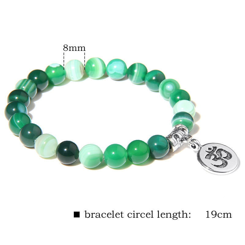 Womens Malachite Crystal Bracelet with Rhinestones Korean Design Yoga Lotus Om Charm Emperor Stone For Everyday Wear