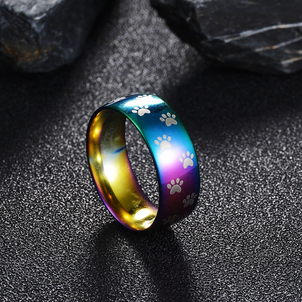 Unisex Rainbow Insect Design Ring Stainless Steel Fashion Jewelry Band for Men Women Statement Accessory Style