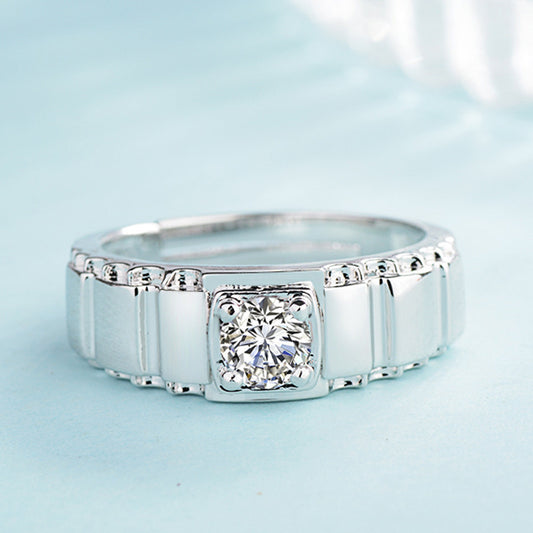 Mens Geometric Ring With Zircon Inlay Jewelry Environmental Protection Copper Platinum Color Ring For Men Ring