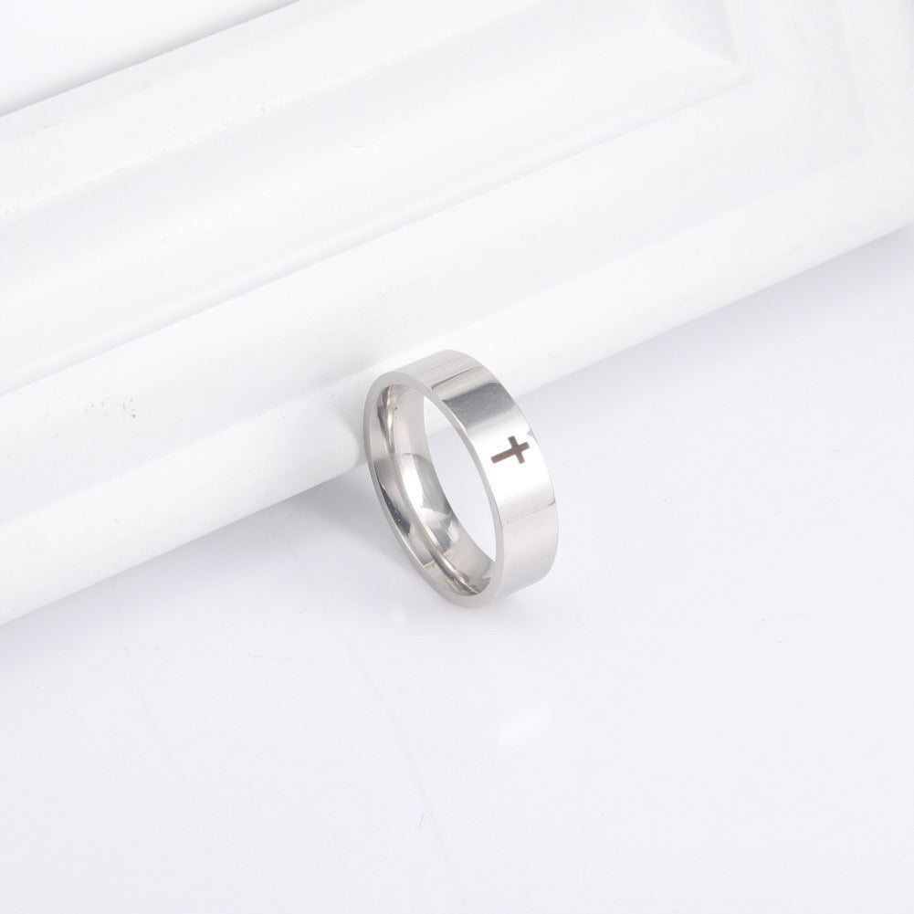 Stainless Steel Cross Ring Unisex Electroplated Design Gift
