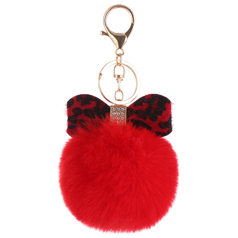 Fur Ball Leopard Keychain Fluffy Pom Pom Pendant For Backpacks Purses Bags Rabbit Hair Cute Gift Idea For All Ages