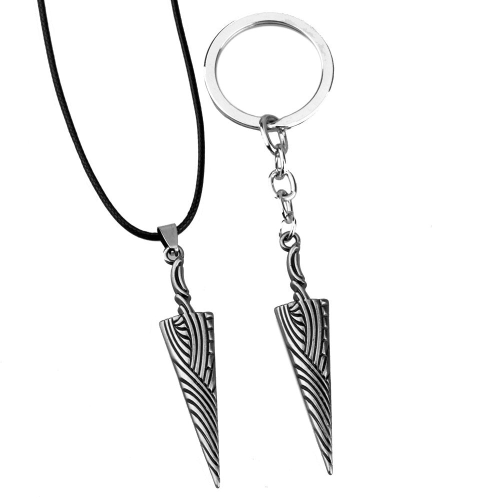 Silver Sabre Nail Keychain Pendant Electroplated Zinc Alloy Fashion Accessory 6.3cm Length Necklace Gift Ready