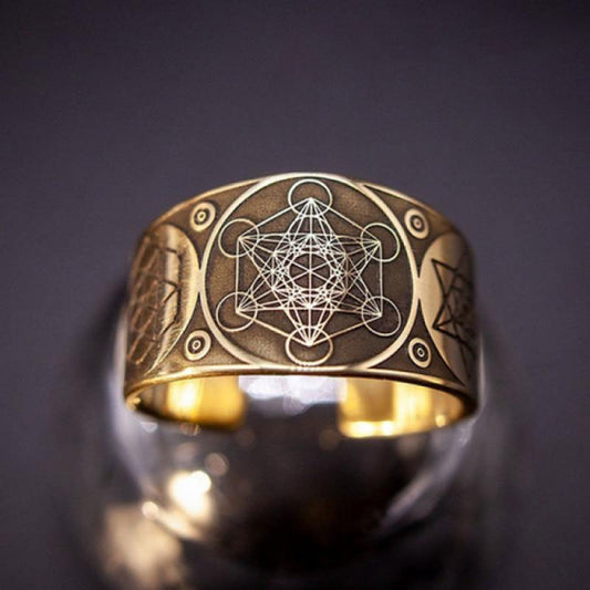 Unisex Vintage Geometric Ring With Adjustable Alloy Star