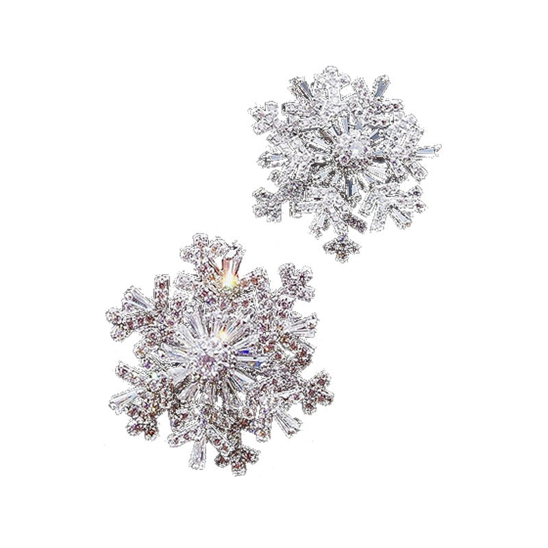 Rotating Double Layered Snowflake Ring Adjustable Opening Copper Jewelry Featuring Gems Inlaying Retro Designs