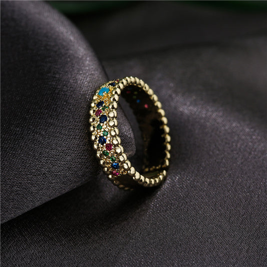 Adjustable Bohemian Copper Ring Inlaid Electroplated Jewelry