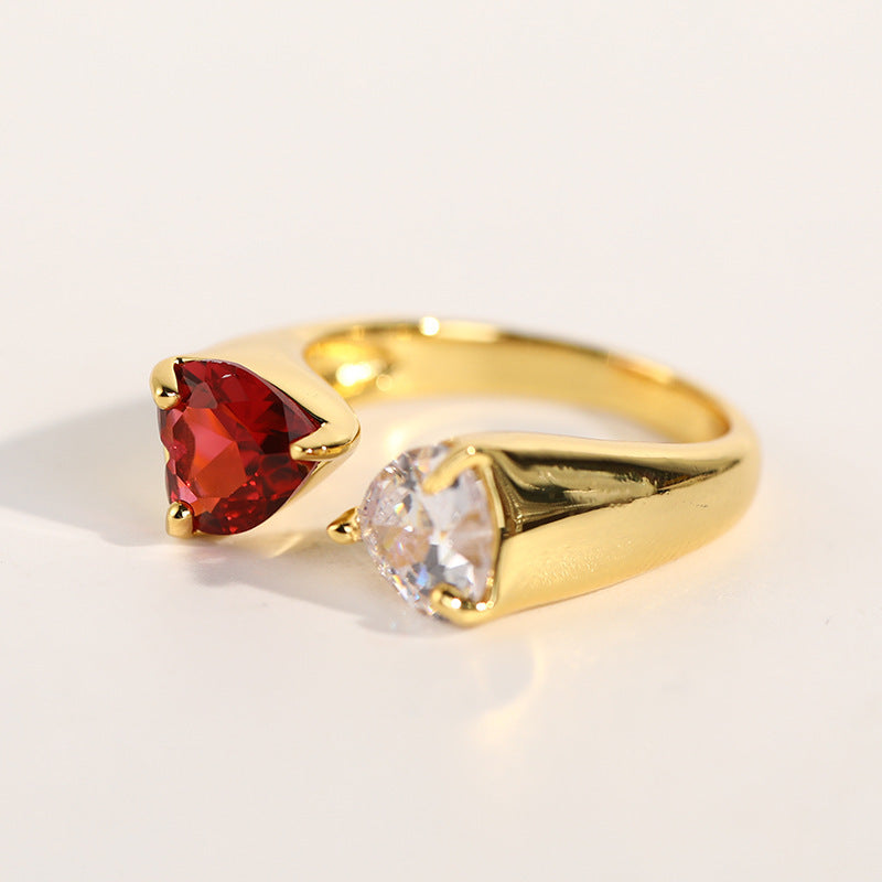 Geometric Zircon Rings For Women Asymmetrical Openings Copper Rings Retro Personality Electroplating Statement