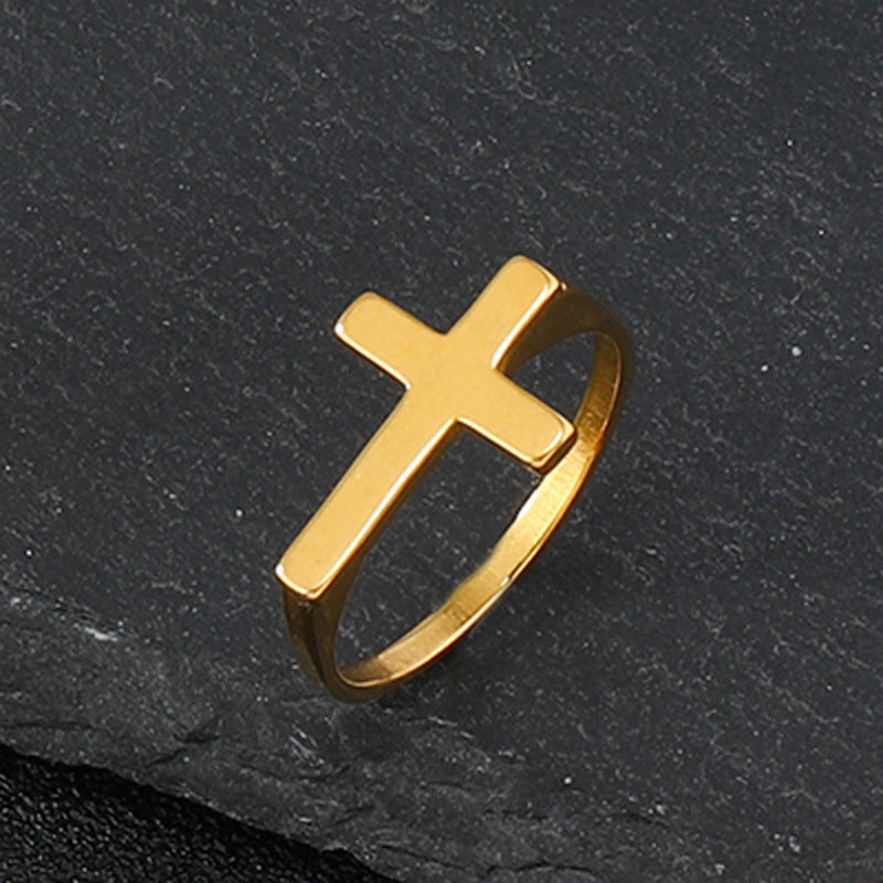 Unisex Stainless Steel Ring With Geometric Cross Design Punk Hip Hop Statement Fashion Jewelry For Men And Women