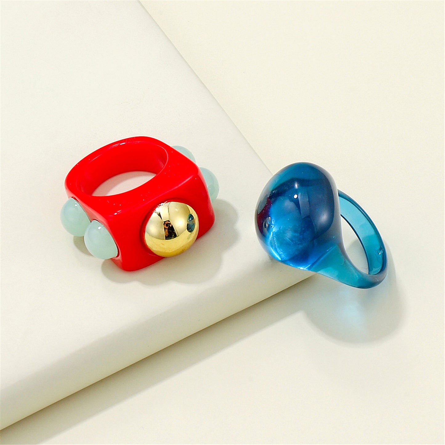 Womens Acrylic Geometric Chunky Rings Set 3 Piece Fashion Statement Jewelry For Daily Wear Gift Sets Daily Use