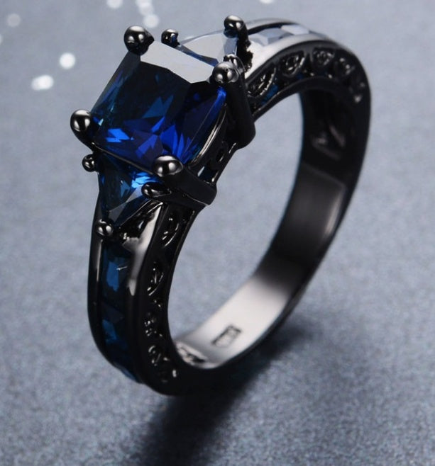 Womens Zircon Ring Copper Band Dainty Sparkling Jewelry For Engagement Wedding Anniversary Blue Purple Pink Color