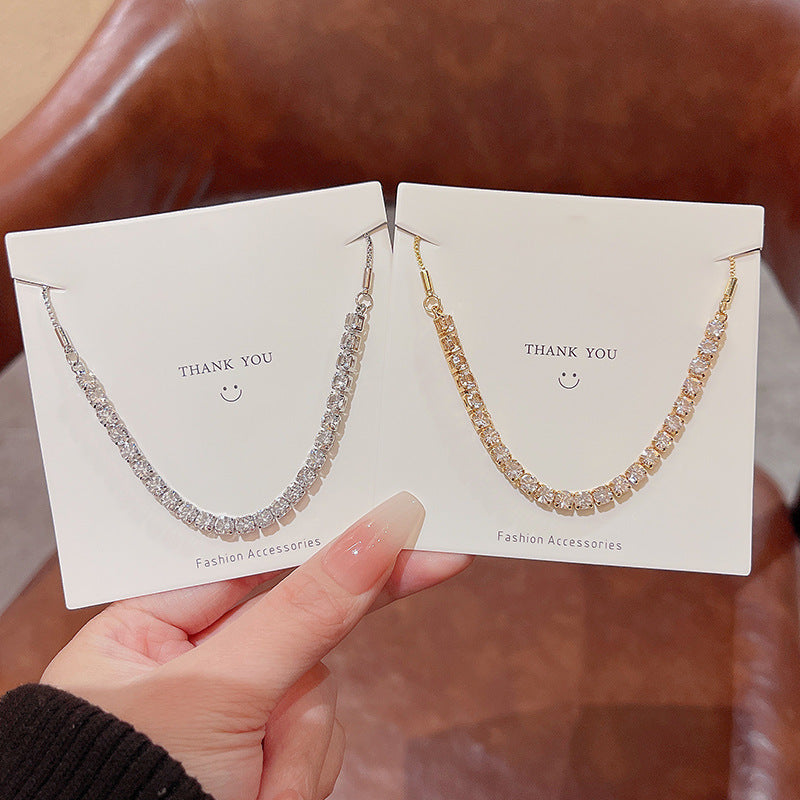 Womens Adjustable Zircon Accent Bracelet With Pull Out Design Geometric Round Copper Jewelry Gift For Her Best